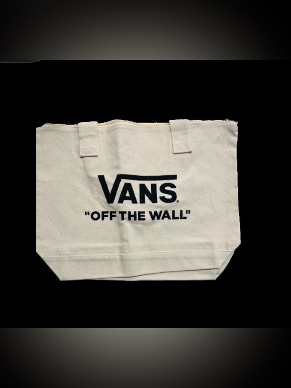 Vans “Off the Wall” Canvas Tote Bag Natural Cream Off White Zipper Close